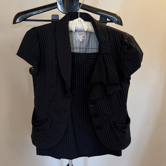 Nanette Lepore Black Pinstripe Skirt Set - Picture 7 of 9